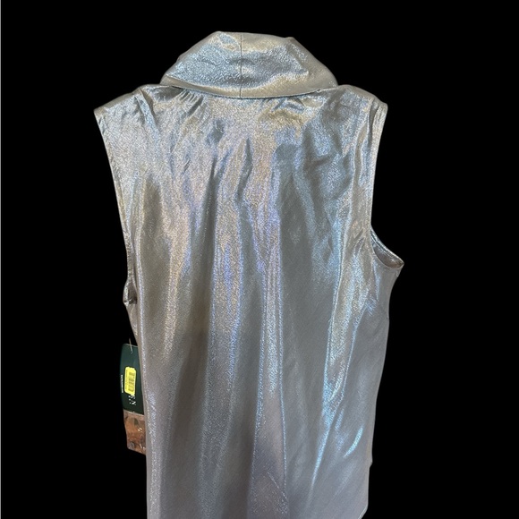 Ralph Lauren Shimmer Platinum Sleeveless Top NWT $129 Metallic 71% Silk - Picture 3 of 4